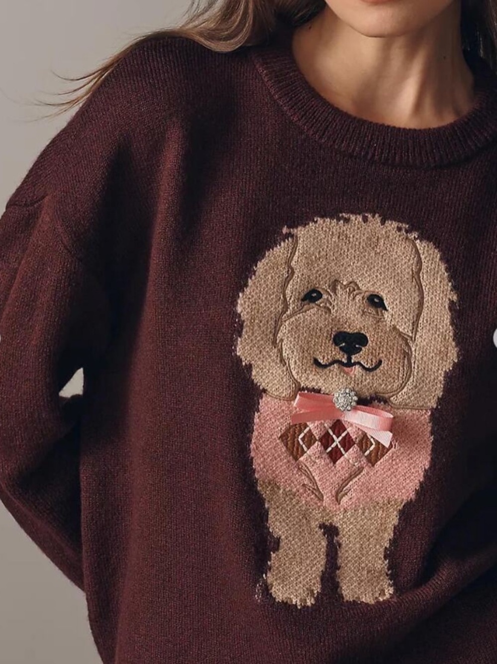 Anthropologie Maeve Crew-Neck Dog Icon Pullover Sweater, size M - Picture 2 of 6